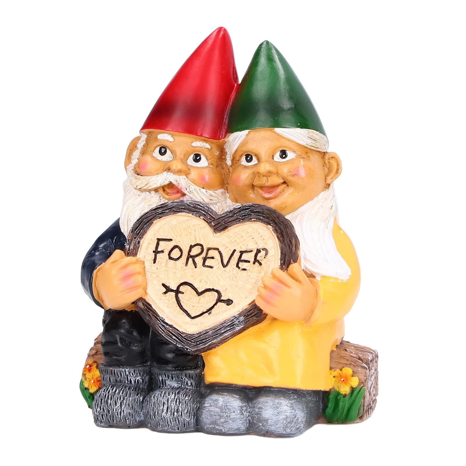 HERCHR Adornos De Gnomos De Jardín, Estatua Gnomo Jardí Decoración Al Aire Libre, Pareja De Gnomos Enamorada con Forma De Corazón para Siempre para Patio, Césped, Porche