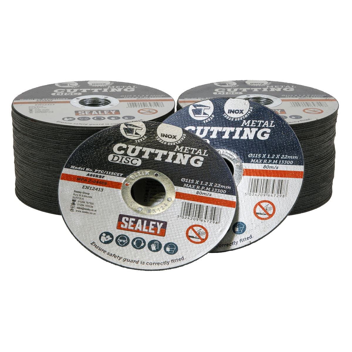  - Sealey Flat Cutting Disc 115 X 1.2mm 22mm Bore X100 Pieces Ptc/115Cet100