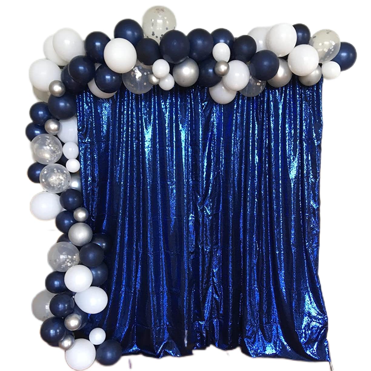 JYFLZQ Navy Blue Sequin Backdrop Curtain 8 x 10 Feet (WxH) 1 Panel Glitter Photo Booth Photography Background Drapes for Birthday Party Graduations
