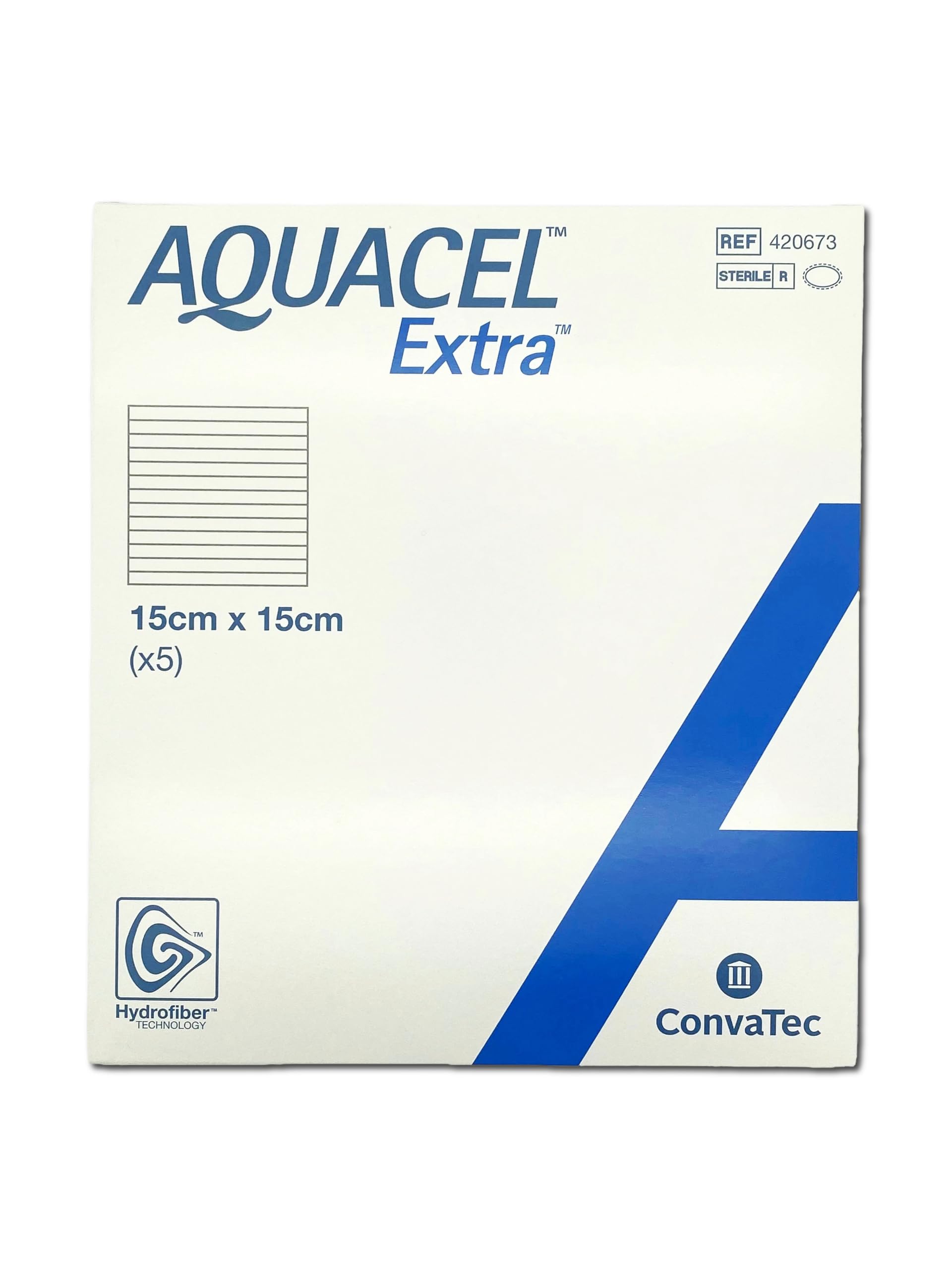 Aquacel Extra 15x15 cm (Envase de 5) - Apósito de Hidrofibra de Alta Absorción para Heridas y Úlceras - Tecnología Hydrofiber.