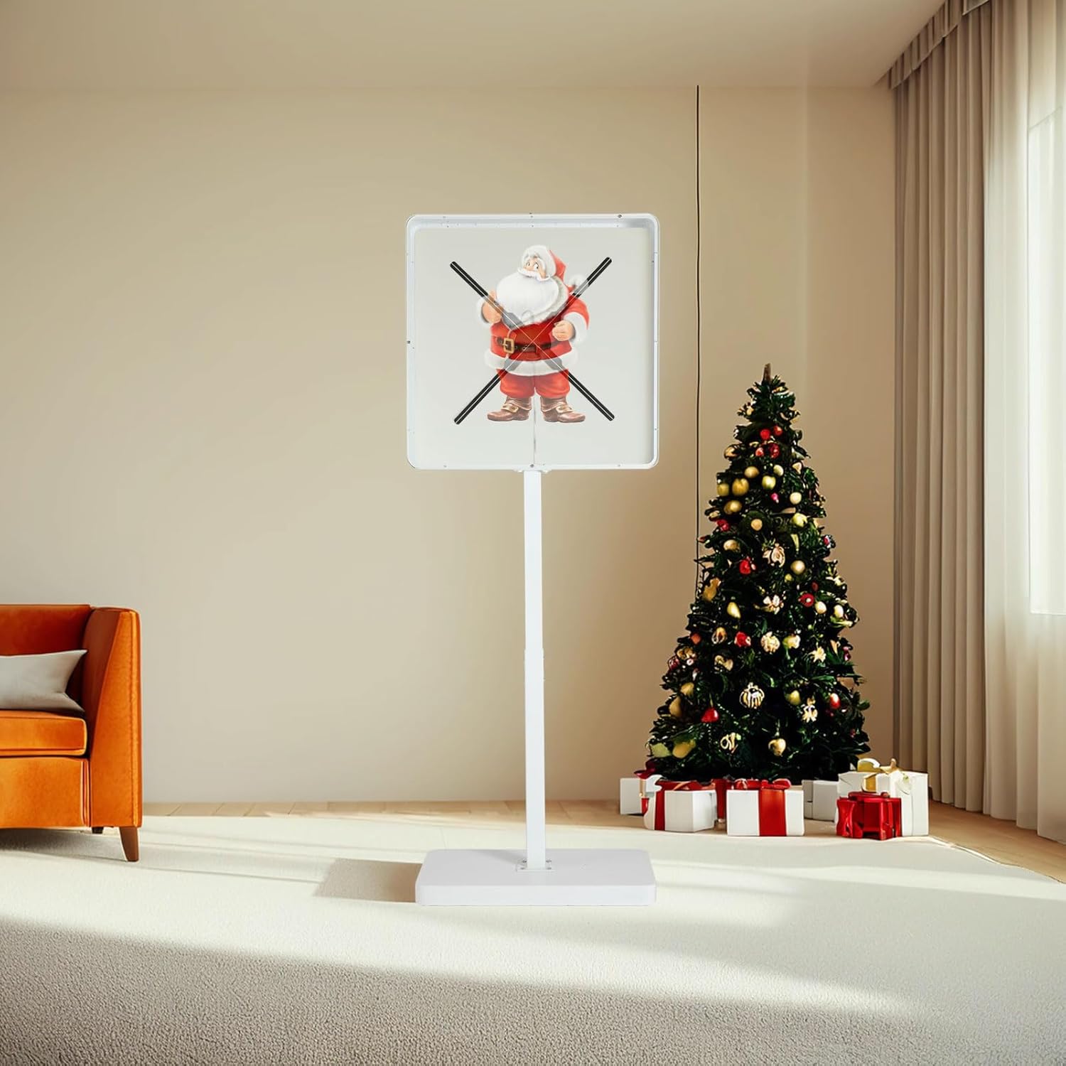 3DHologramFan with Wardrobe,HologramProjector HD LED Resolution Advertising Display with Remote Bluetooth WiFi,1500+ Video Library for Business,Bar,Halloween (58CM Metal Protective Cover)