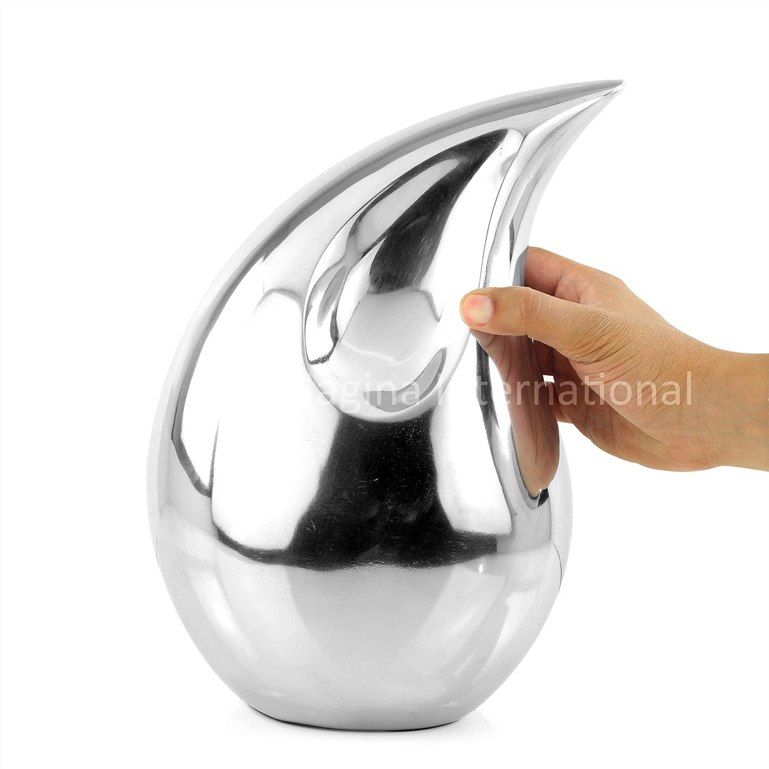 Teardrop Aluminum Funeral Ashes Urn for Adults and Pets | Cremation Metal Storage with Lid | Cremated Human Ash Remains Beautiful Design Urns (Nickel)