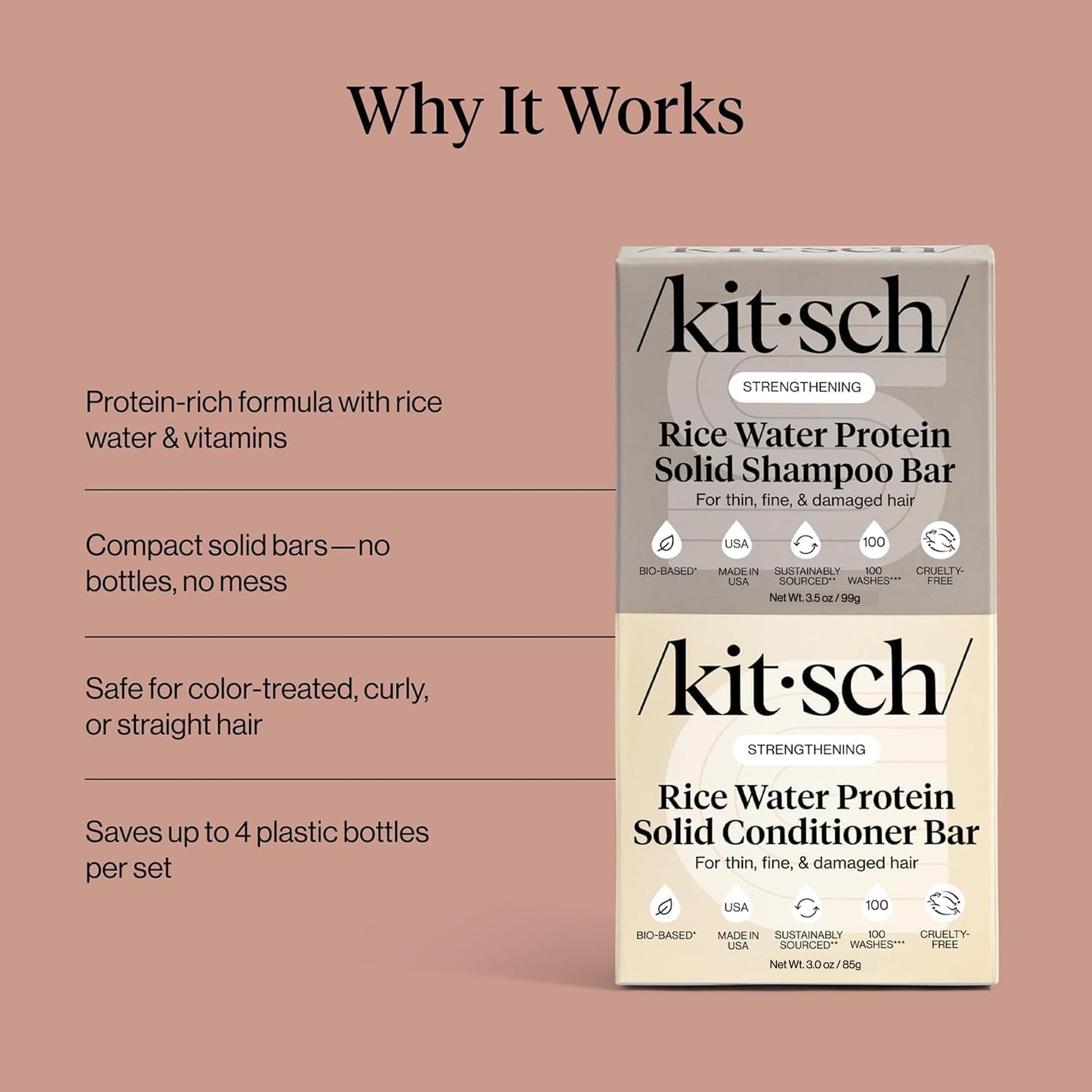 Kitsch Rice Water Solid Shampoo and Conditioner Set