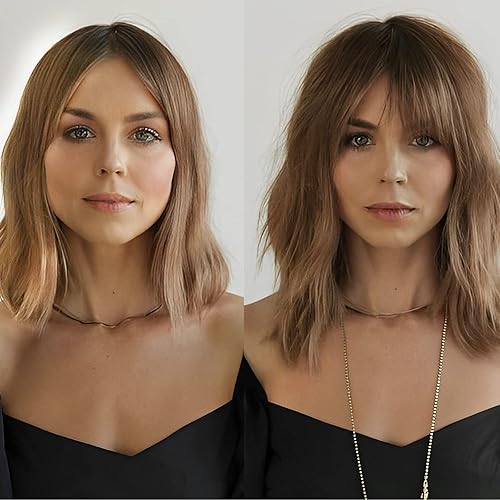 Miniatura 4 de HAIRCUBE Postizos de cabello para mujeres, piezas de pelo de la parte superior 100% cabello humano Remy con flequillo, base de seda de 150% de