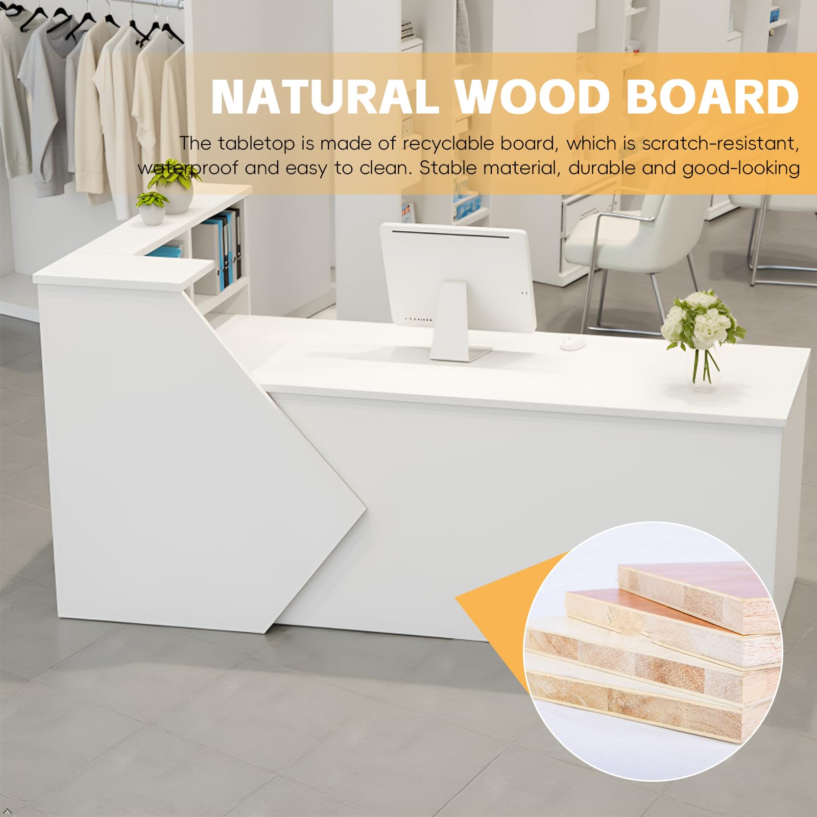 Mostrador de Recepción 80-783cm, Escritorio de Caja Registradora para Tienda, Mostrador de Atención al Cliente, Escritorio de Trabajo para Oficina, Salón de Belleza y Cafetería