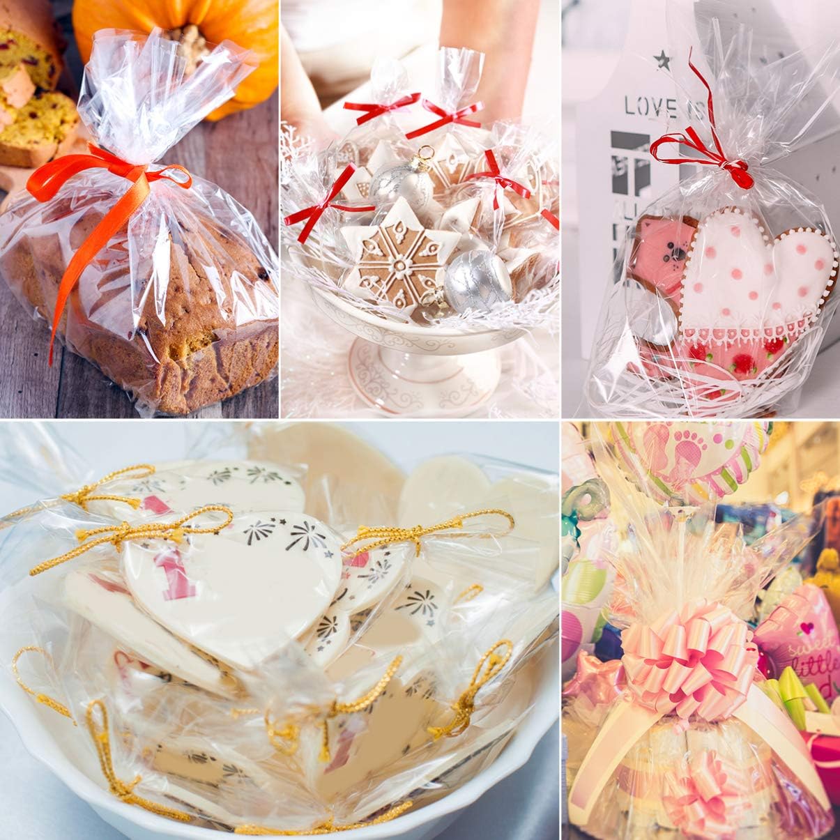 NUOBESTY Clear Cellophane Wrap Roll | 2.5 Mil Thickness Gift Wrap Cellophane Cello Rolls for Gifts Baskets Flowers Wrapping : Health & Household