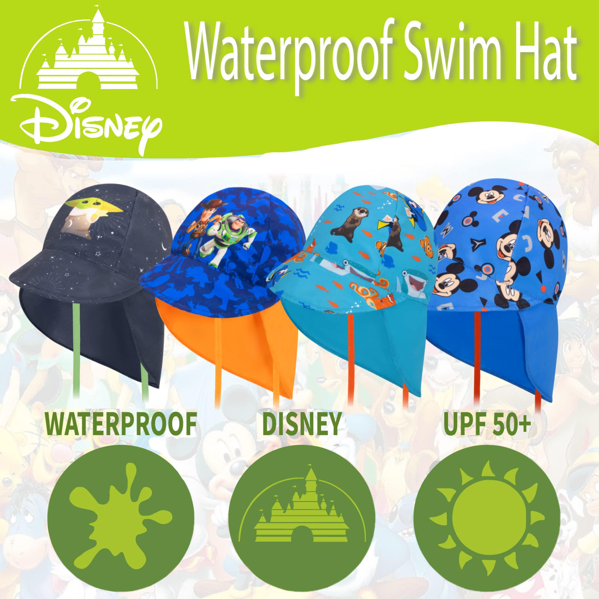 Disney Toddler Swim Hat, Reversible Sun Hat for Boys, Toddler Hat for Summer Featuring Favorites, Baby Sun Hat