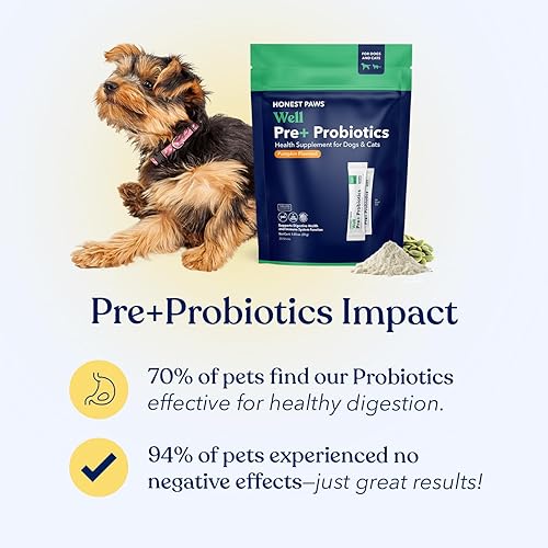 Miniatura 9 de Honest Paws - Probióticos para Perros - Polvo de Probióticos para la Salud Digestiva y del Intestino de los Perros con Prebiótico Fabricado en