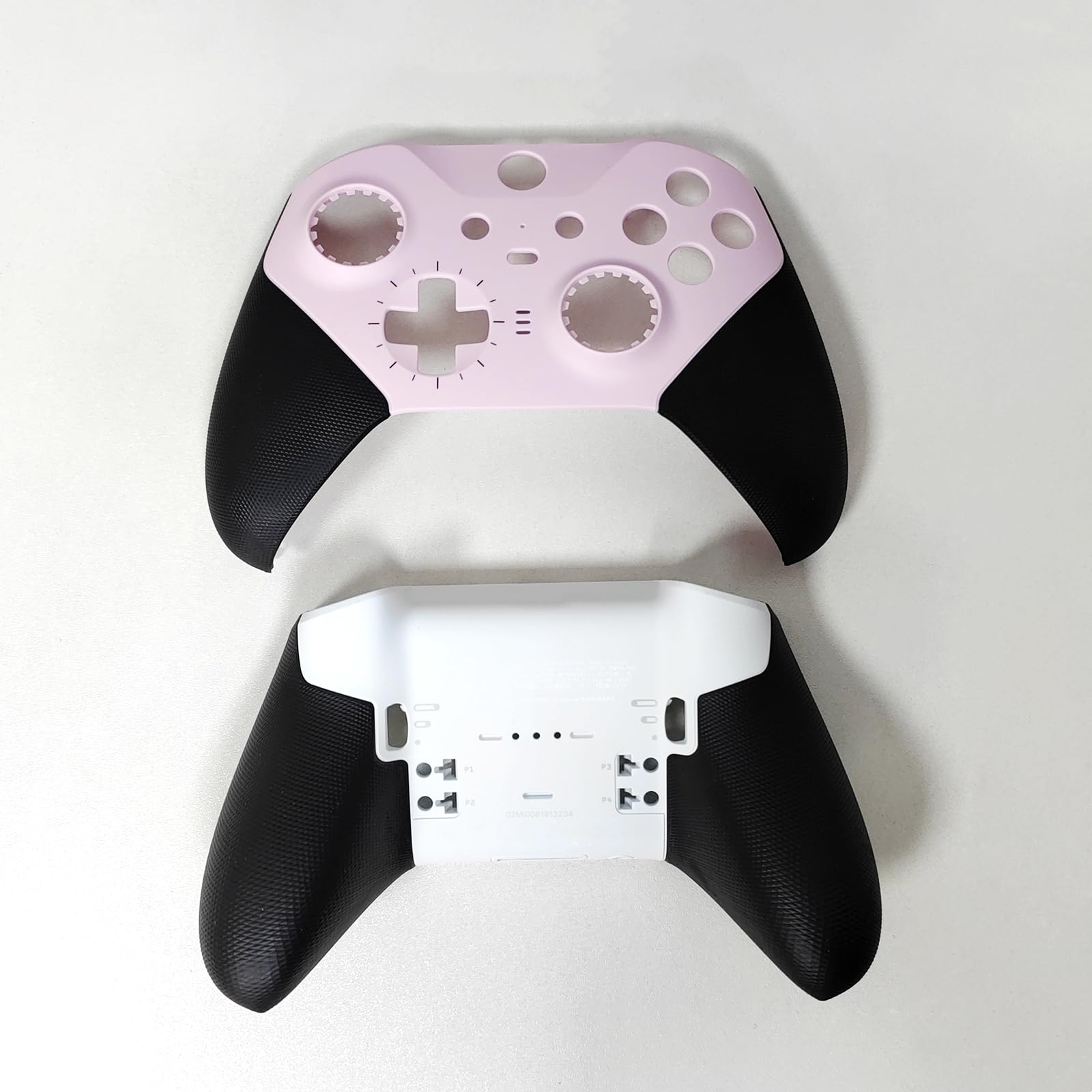 Vordere und Hintere Schale Ersatz-Gehäuse Abdeckung Benutzerdefinierte Hülle Faceplate Zubehör für Xbox Elite Wireless Controller Series 2, Rosa + Weiß