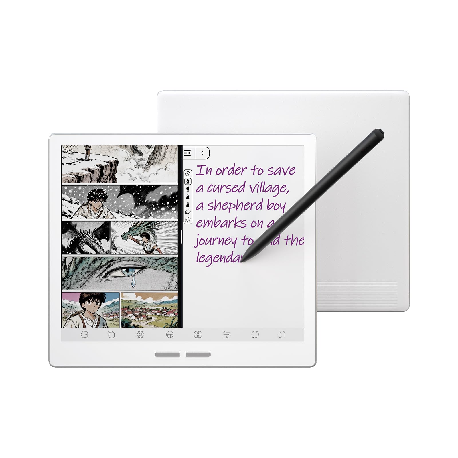 Bigme B751C Color - Tablet e-Ink da 7 pollici con penna e custodia inclusa, 4 GB/64 GB, Android 14, supporto audiolibri e traduzioni, assistente KI, bianco