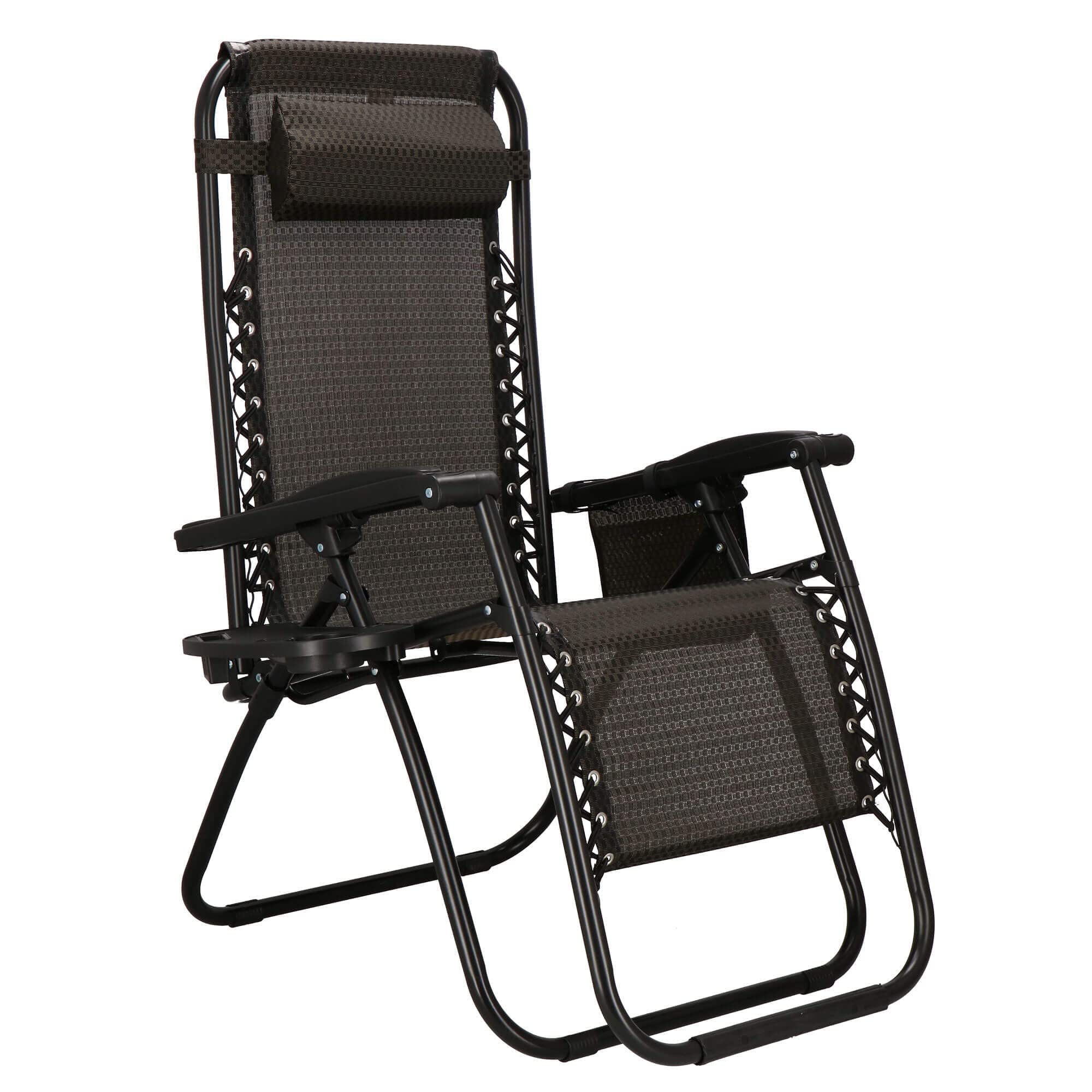 Tumbona de jardín Springos con reposacabezas, tumbona con mesa auxiliar, plegable, silla de relax
