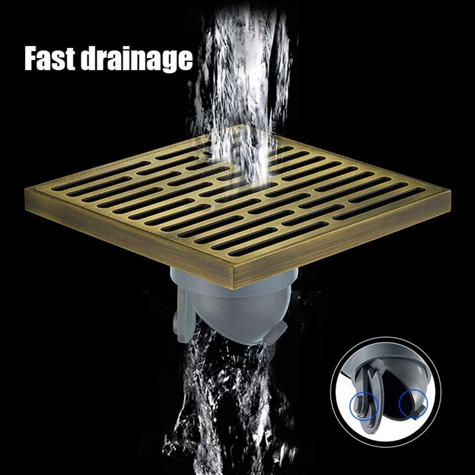 Kirok Quadratischer Bodenablauf Aus Messing – 100x100 Mm, Geruchs- & Insektendicht, Für Bad & Küche