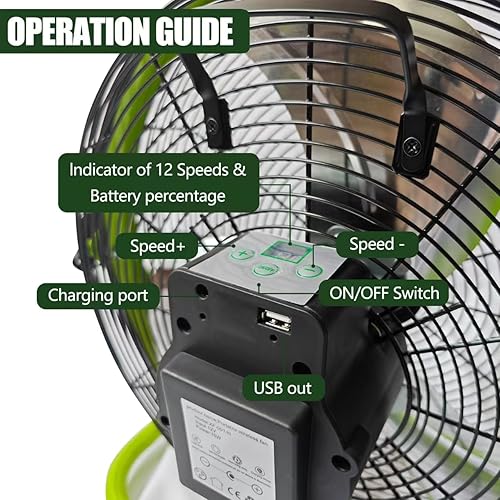 Miniatura 8 de lcocove Ventilador solar con pilas, ventilador portátil de doble uso para el hogar o al aire libre, la batería puede funcionar de 5 a 24 horas,