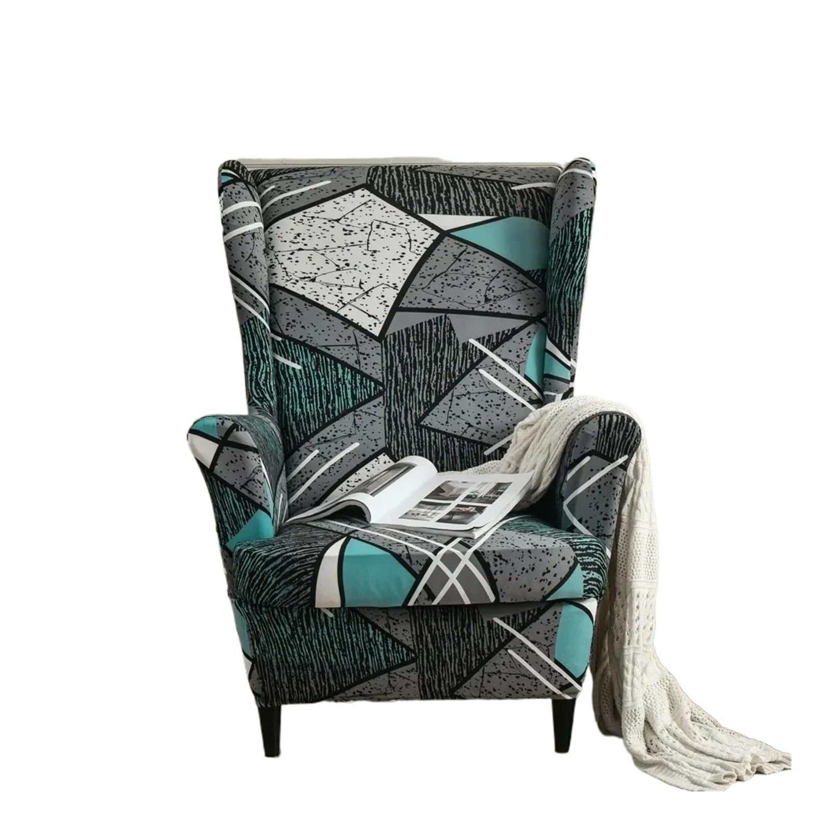 GCYEIDMA Wing Chair Slipcover Flower Wing Chair Cover Stretch Armchair Covers Removable Relax Sofa Slipcovers(Style-13)
