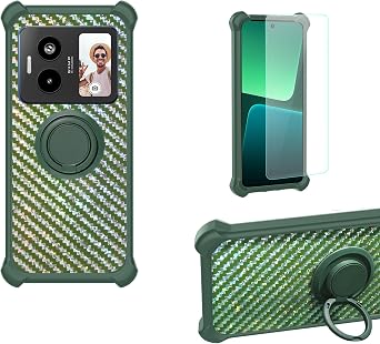 bojioderf Case for Lava Blaze Duo Phone Case Cover [with Tempered Glass Screen Protector] PC + Silicone [360 Metal Ring, Magnetic Car Mount] TZZH-LV