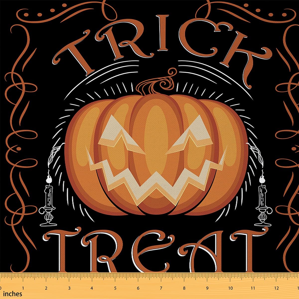 Pumpkin Lantern Fabric by The Yard Girls Boys Kids Trick or Treat Waterproof Outdoor Fabric Decor Halloween Themed Upholstery Fabric for Chairs Black Orange Outdoor Fabric 3 Yards (L276*W150cm) — image 1