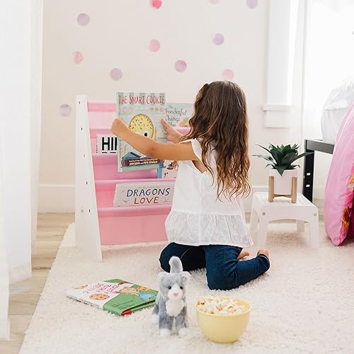 Miniatura 42 de Wildkin Estantería de madera para niños, diseño de lona premium con 4 estantes de tela, organizador para el hogar o el aula, natural con aguamarina