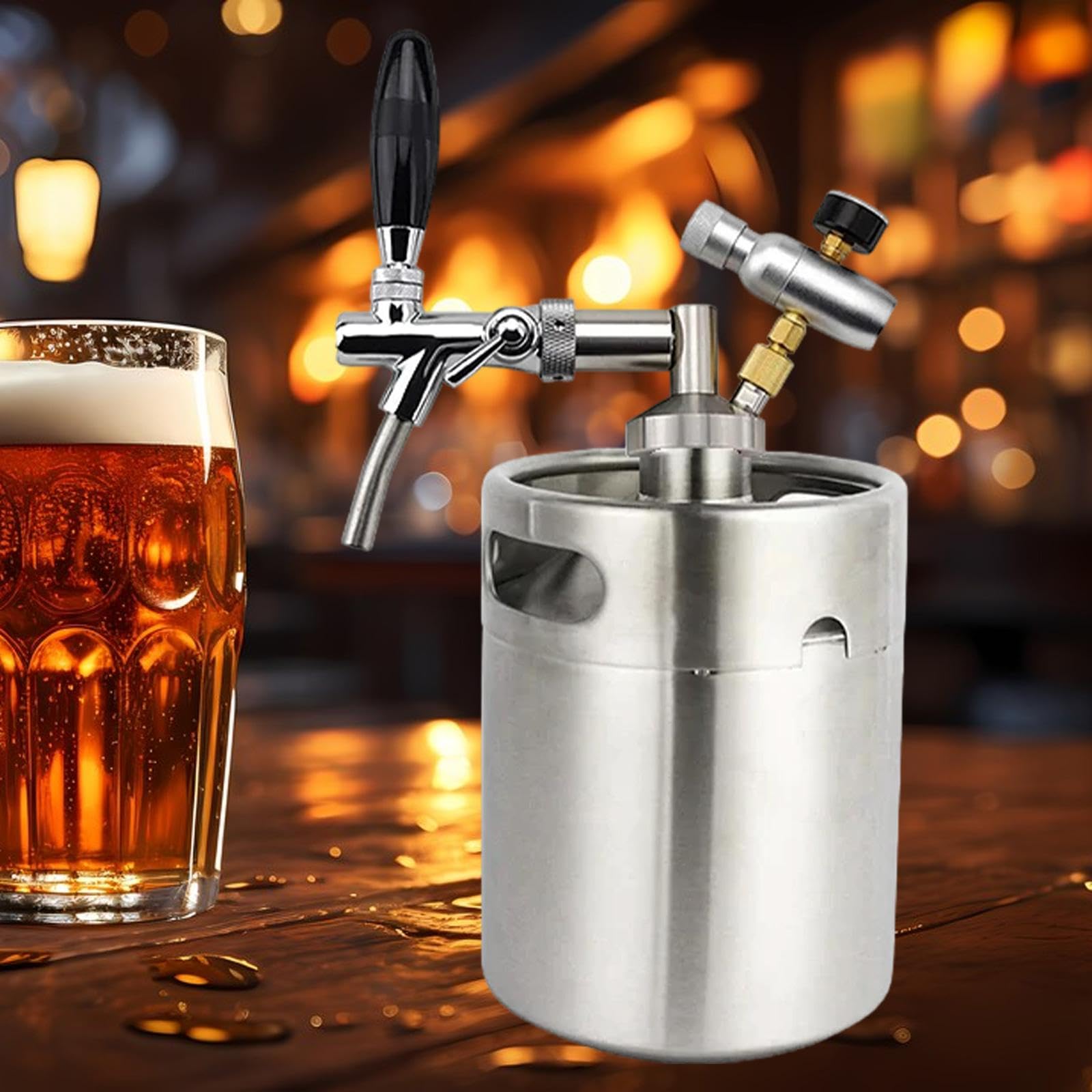 Homyl Mini Dispensador de Barriles de Acero Inoxidable, Dispensador de Grifo para Barril, Dispensador de Grifo de Cerveza para Fiestas, Restaurantes, tal como se describe, 5L