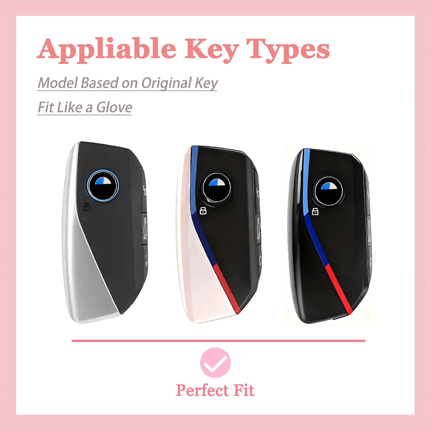 for BMW Key Fob Cover - Soft Silicone Key Protector for 2023 2024 2025 7 Series IX I5 M60 X5 X7 X6 IX I7 Car Key Case with Nice Keychain(Red) image 2