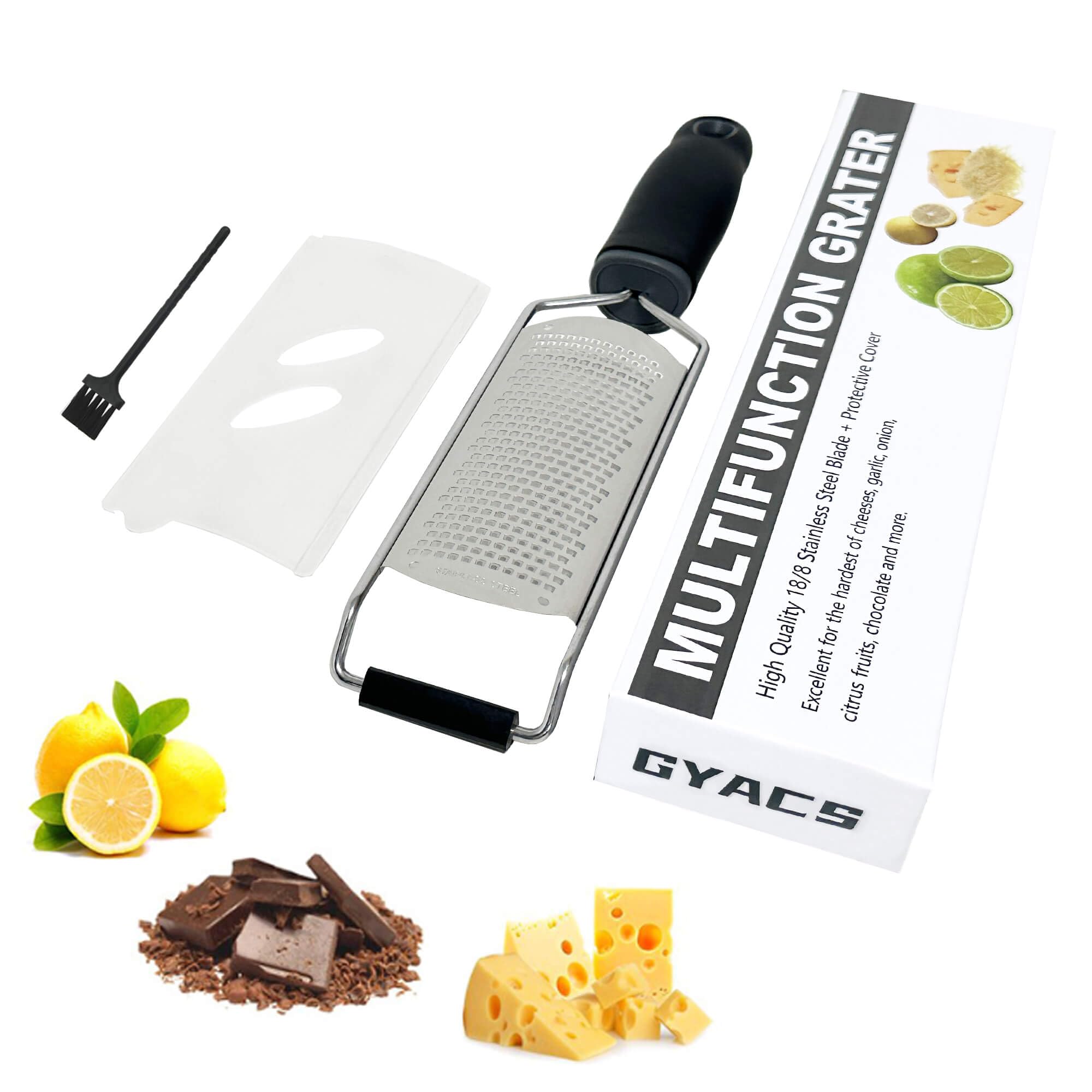 GYACS Stainless Steel Handheld Cheese Grater, Heavy Duty Zester for Chocolate, Ginger, Vegetables, Citrus, Garlic & More, Ergonomic Handle, Easy to Clean Kitchen Tool