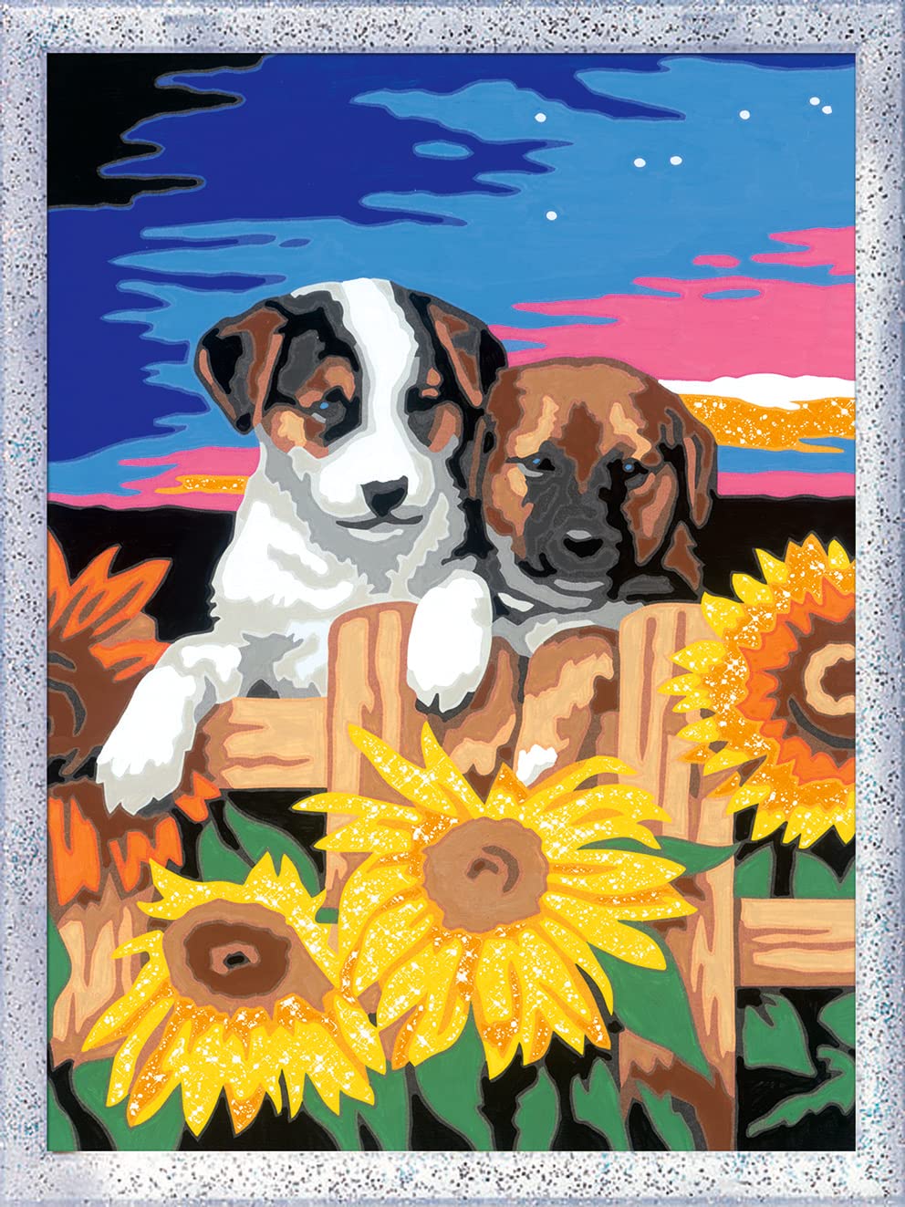 Ravensburger - CreArt Cagnolini Con Girasoli, Kit dipingere bambini 9+ anni