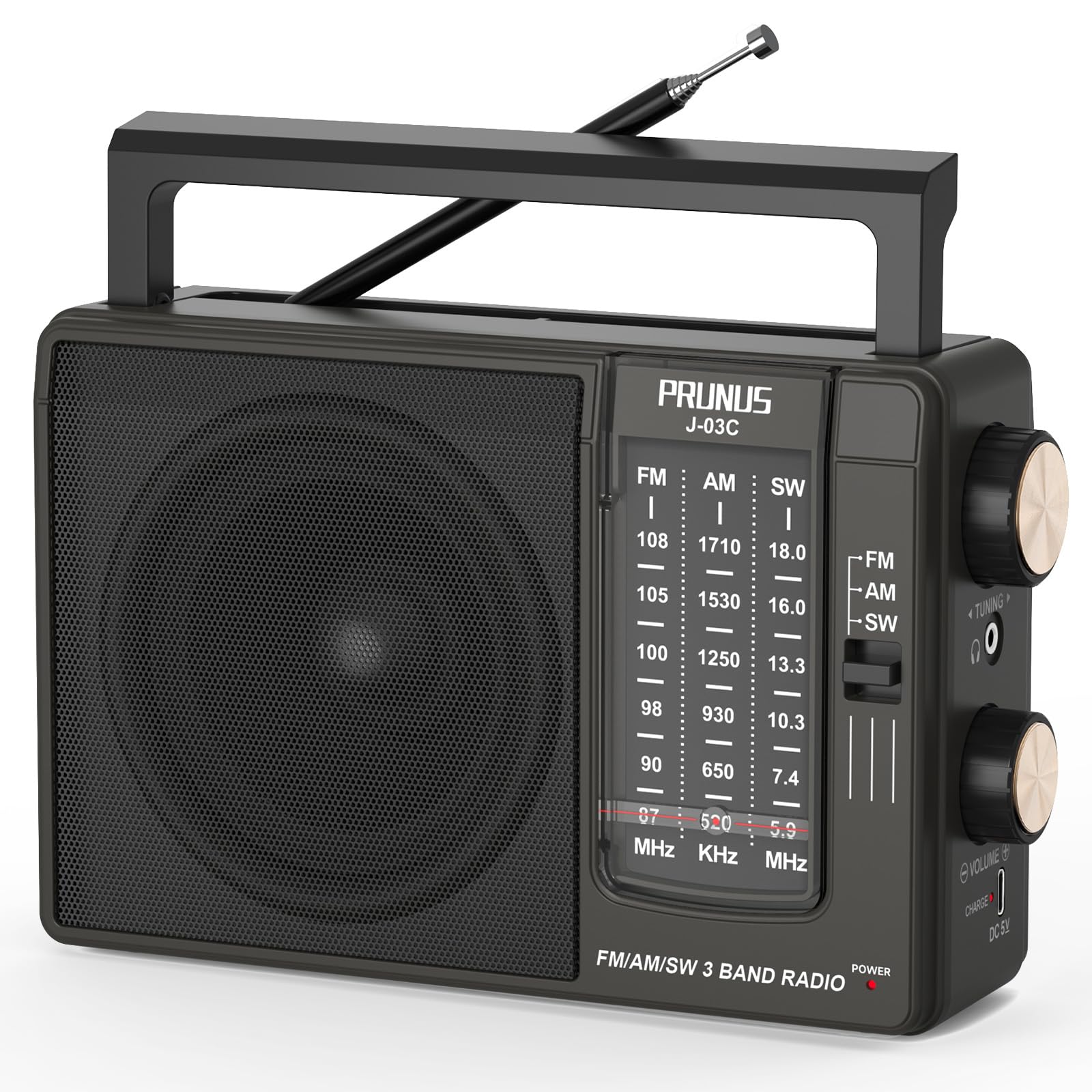 Amazon.com: PRUNUS J03C AM FM Radio Portable USB or AA Battery