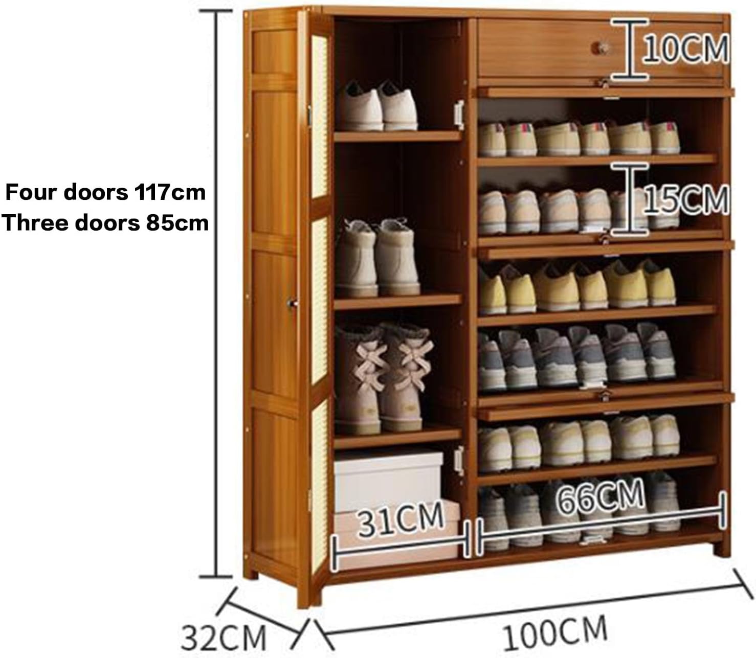 Shoe Storage Cabinet with 3 Flip Drawers, Freestanding Shoe Rack with Doors, Tipping Bucket Design for Entryway, Hallway, Closet - Stylish & Functional Shoe Organizer