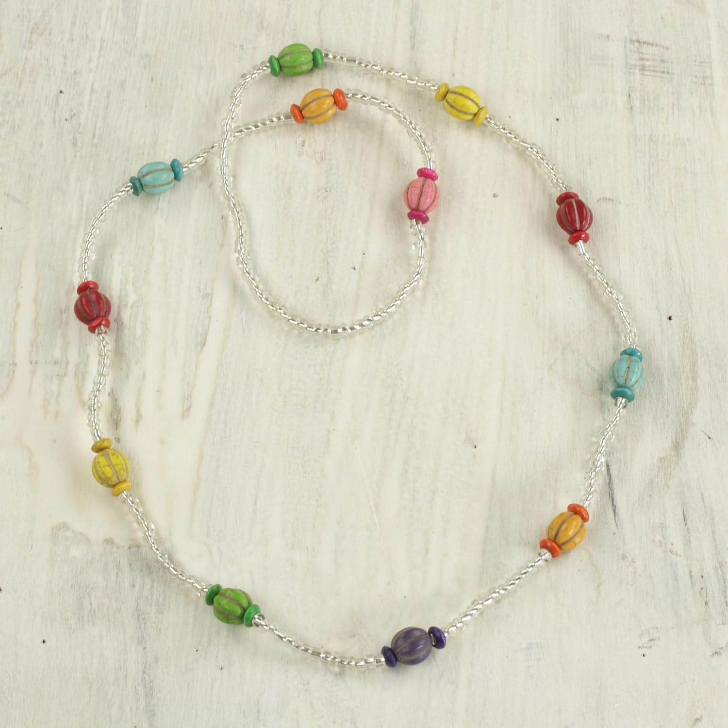 NOVICA Handmade Multicolored Recycled Glass Beaded Necklaces l 33.5" L x 0.4" W l Trendy Women's Jewelry l Gift for Her 'Casual Colors'