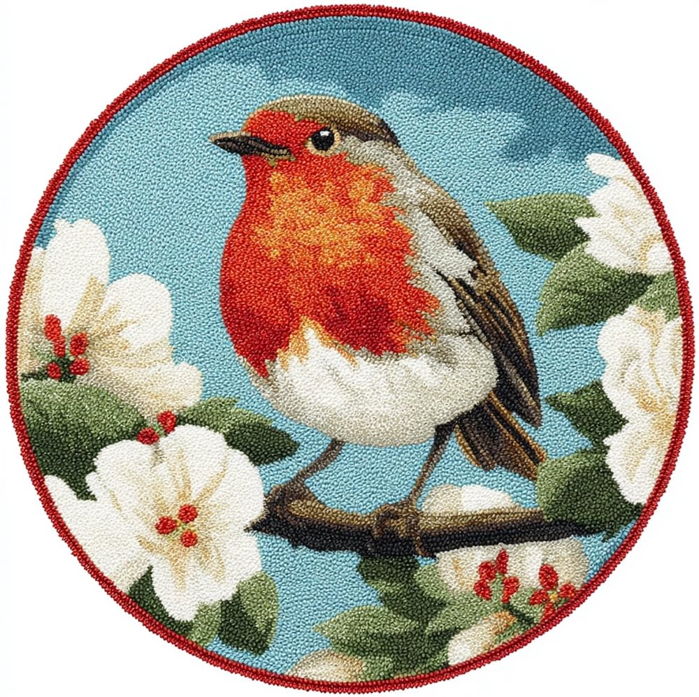 kitphoenix DIY Latch Hook Rug Kit Robin Christmas Bird