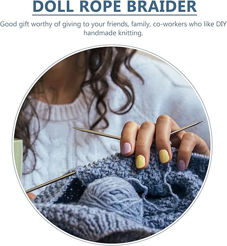 Miniatura 5 de Telar de tejer de madera, 2 piezas, herramienta de tejer francesa, carrete de tejer, forma de muñeca de dibujos animados, herramienta de tejer de