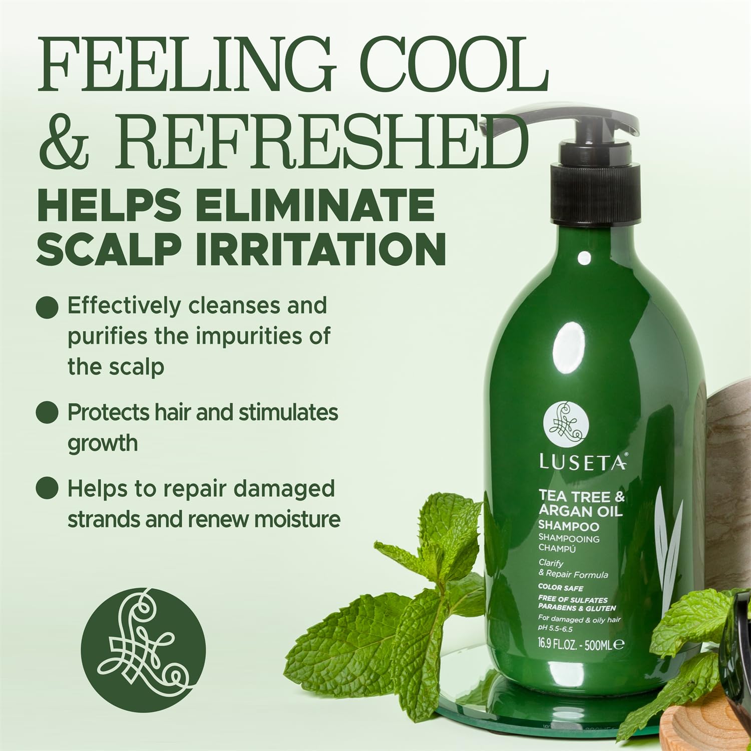 Luseta Tea Tree Shampoo with Argan Oil 16.9 Fl oz- Clarifying,Hydrating and Fighting Dandruff and Itchy Scalp - For Damaged and Oil Hair - Sulfate and Paraben Free for Men and Women - Image 3