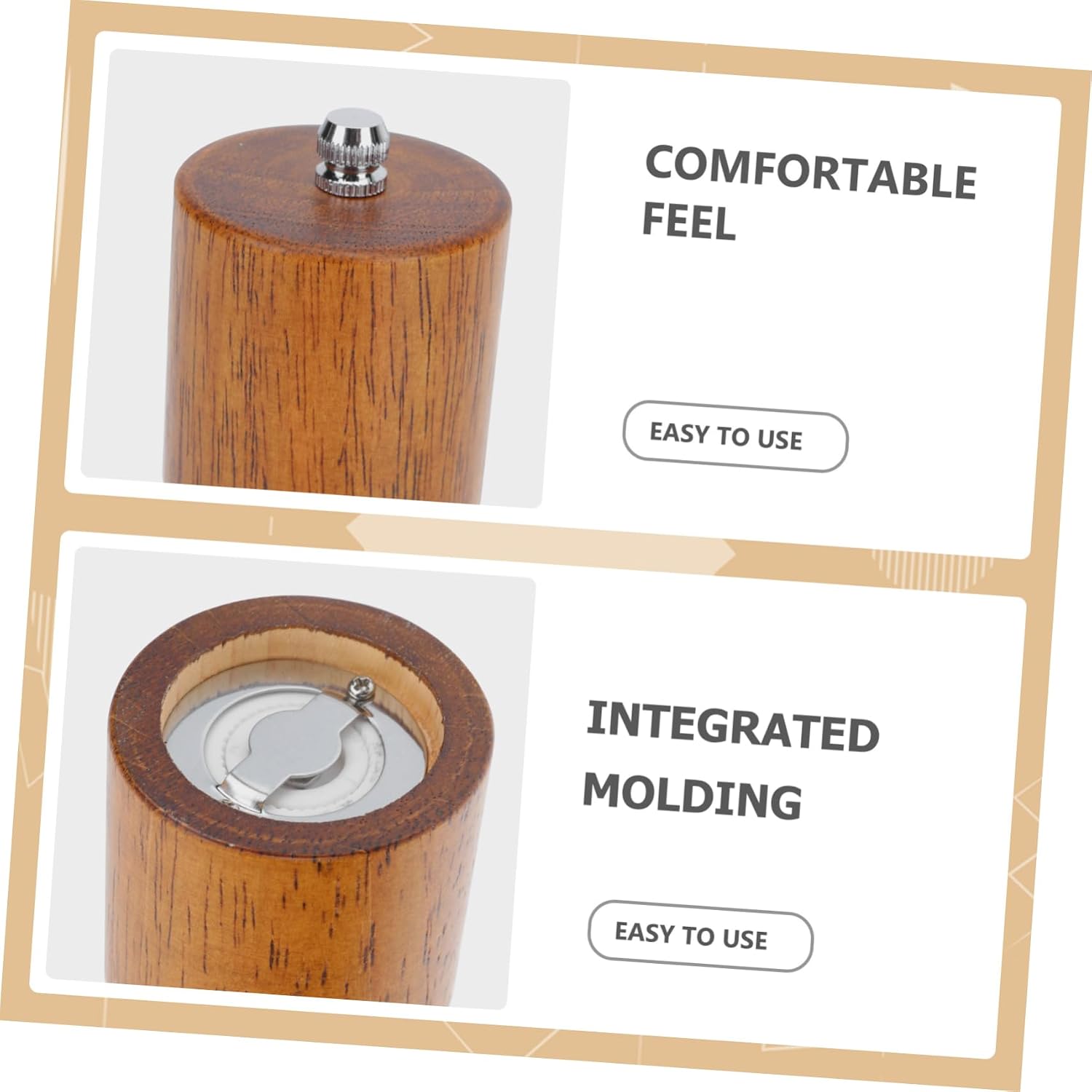 Wood Pepper Mill Manual Grinder with Ceramic Core and Steel image 5