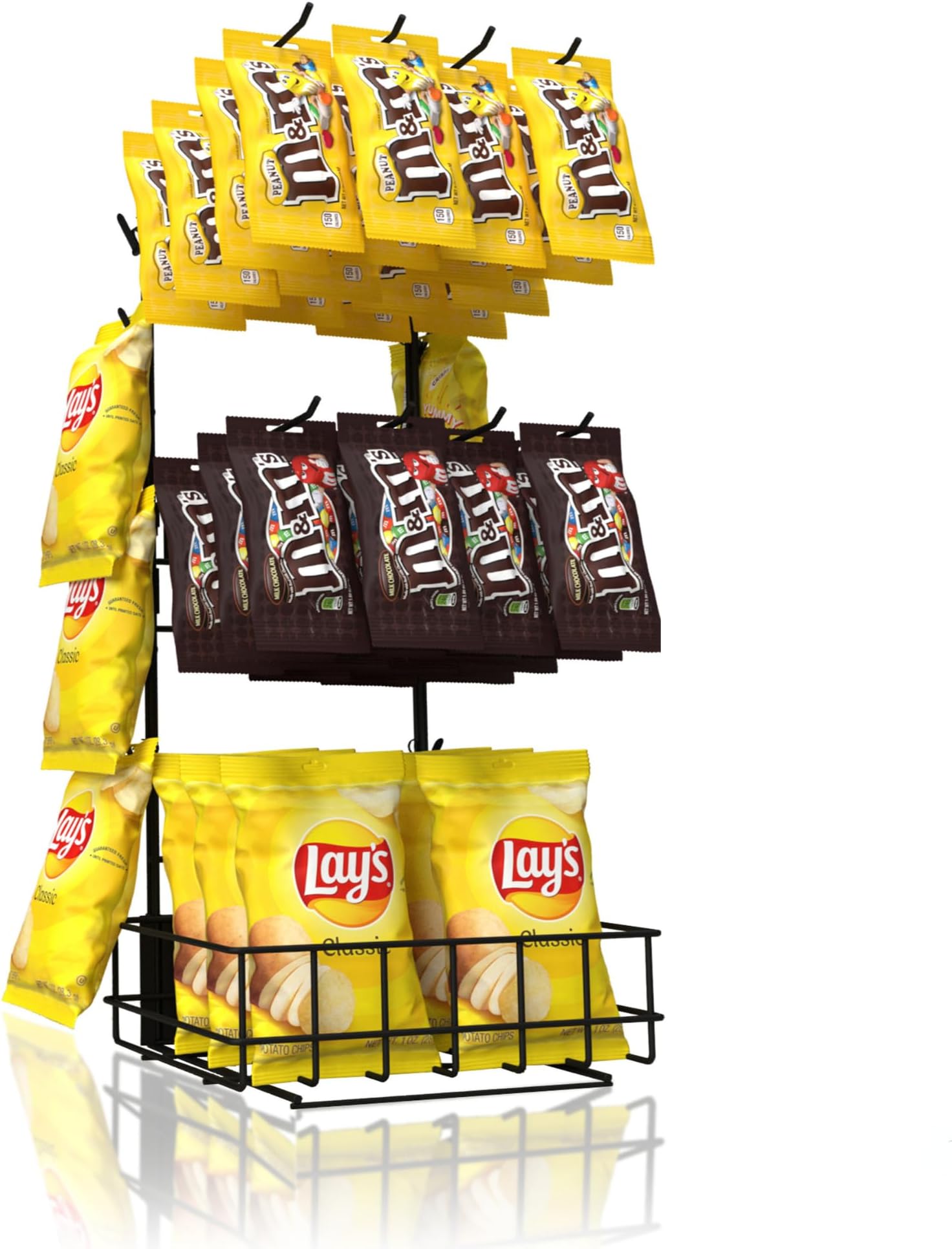 DS THE DISPLAY STORE Retail Display Rack, 12 Clips & 8 Peg Hooks Matte Black ...