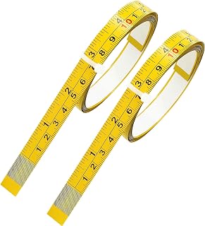 2 Packs Adhesive Measuring Tape, Imperial & Metric Tape Measure Sticker Ruler Adhesive Tape Measure Left to Right Stick on Tape Measures for Workbench, Woodworking, Saw & Drafting, 100cm/39inch Yellow