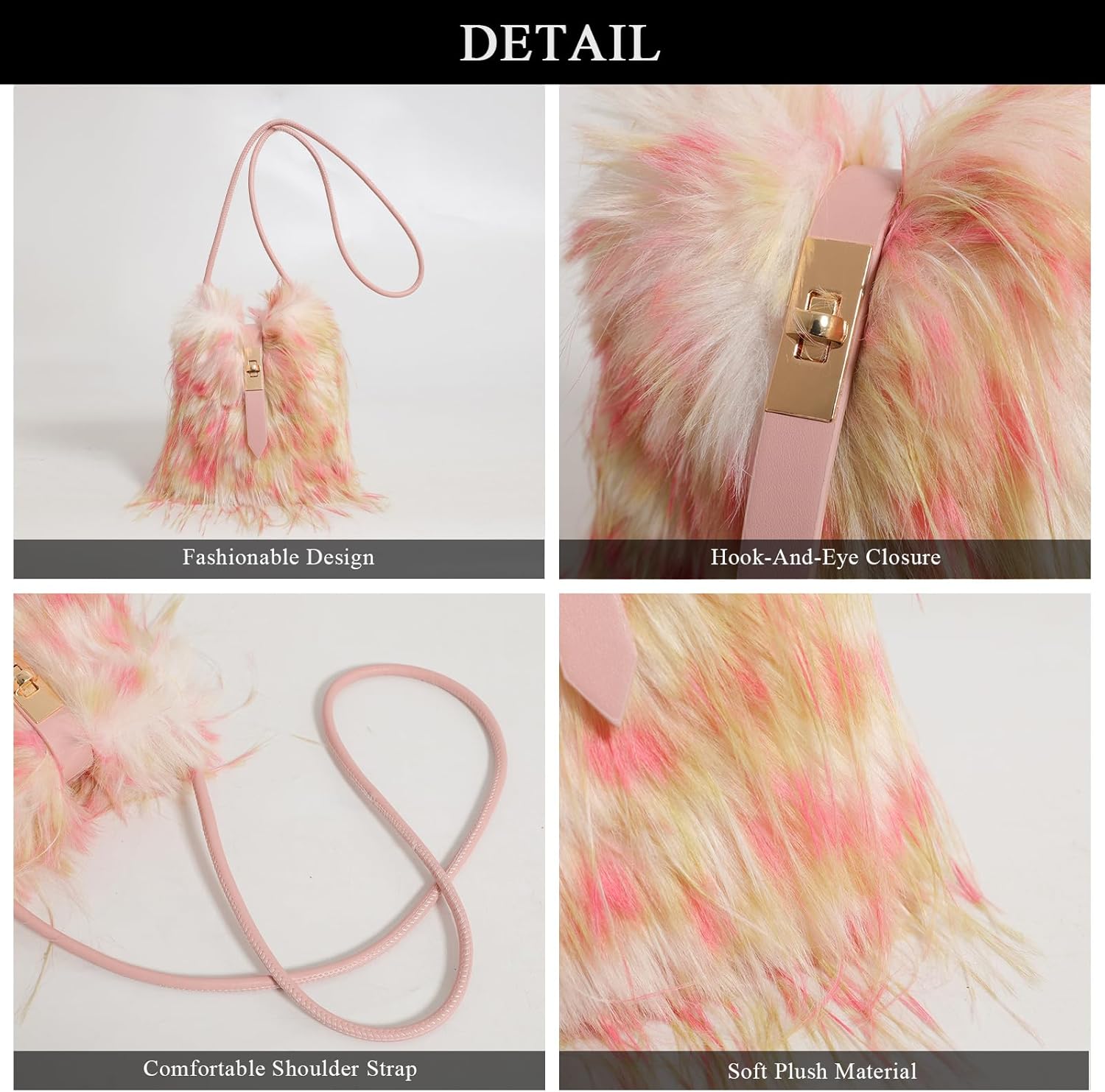 Furry Purse, Faux Fur Crossbody Bag Y2K Fluffy Bag Fuzzy Purses for Women - Image 5