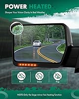 Vista 5 de SCITOO Espejo de remolque apto para espejo exterior Ford 2007-2014 para Ford para camión F-150 con señal de giro ámbar y luz de charco, control