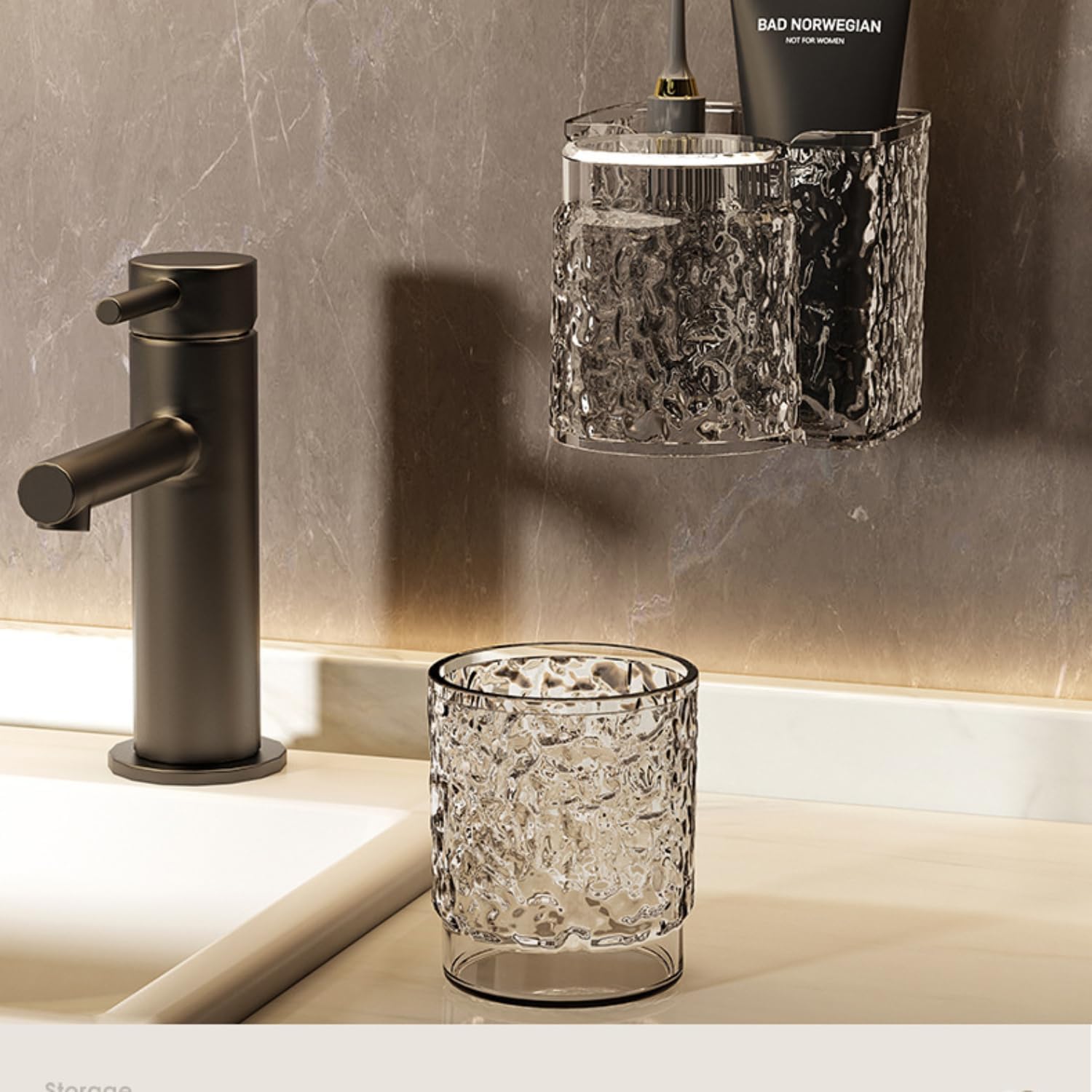 Toothbrush Holder，Bathroom Organizer Toothbrush Holders No-Drill Wall Mounted for Bathrooms with Toothpaste Dispenser Large Capacity Tray Bathroom Organizer Bathroom Accessories Set(Black,1 pc)