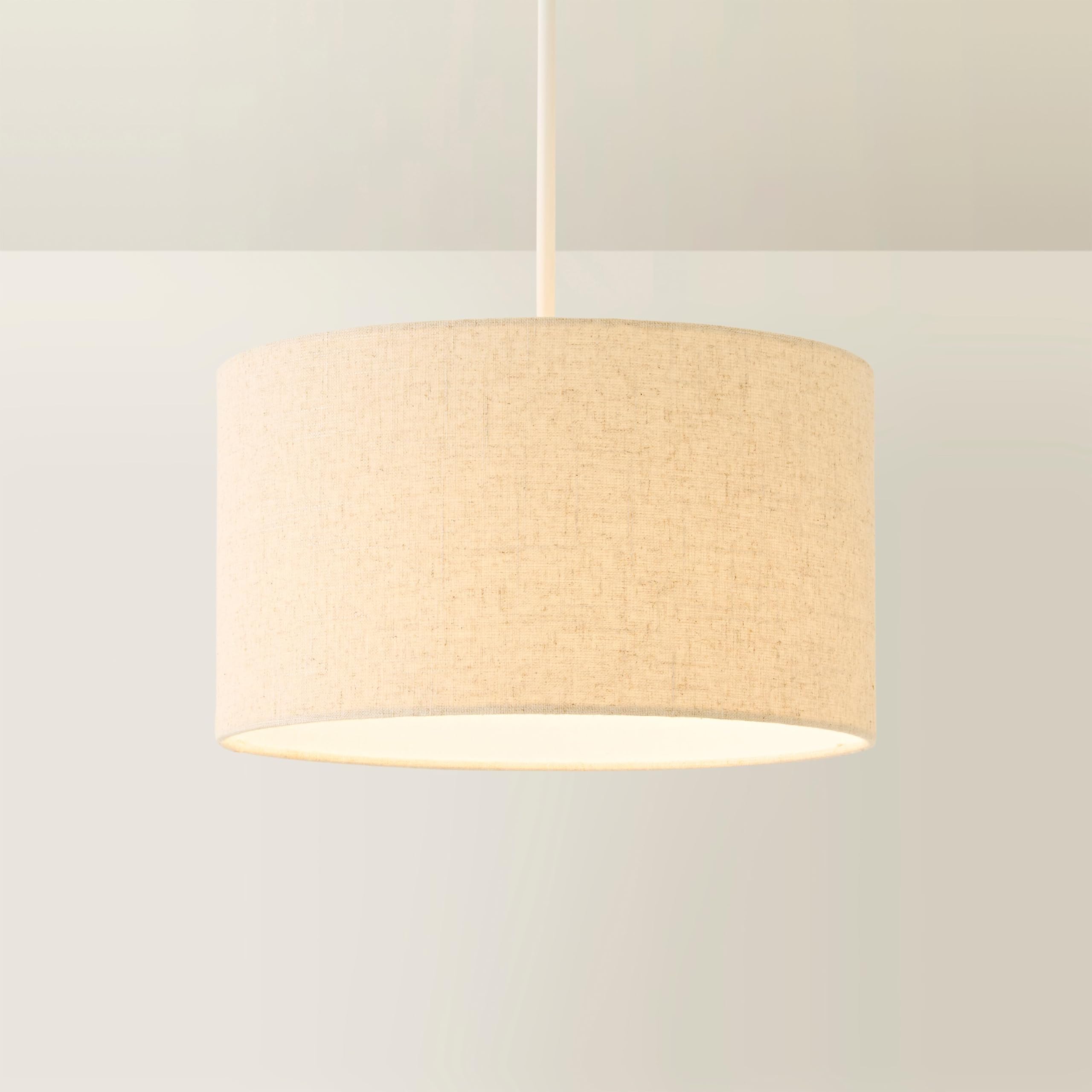 ValueLights | Reni Natural Medium Linen Drum Shade 35cm with Warm White Bulb