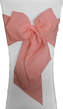 LA Linen Pack of 10 Polyester Poplin Chair Bows 8 by 108-Inch, Dusty Rose