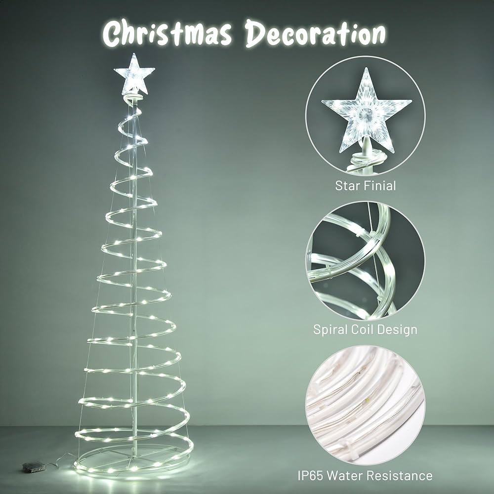 Yescom Twinkle 6Ft Spiral Christmas Tree Light 182 Pre-Lit
