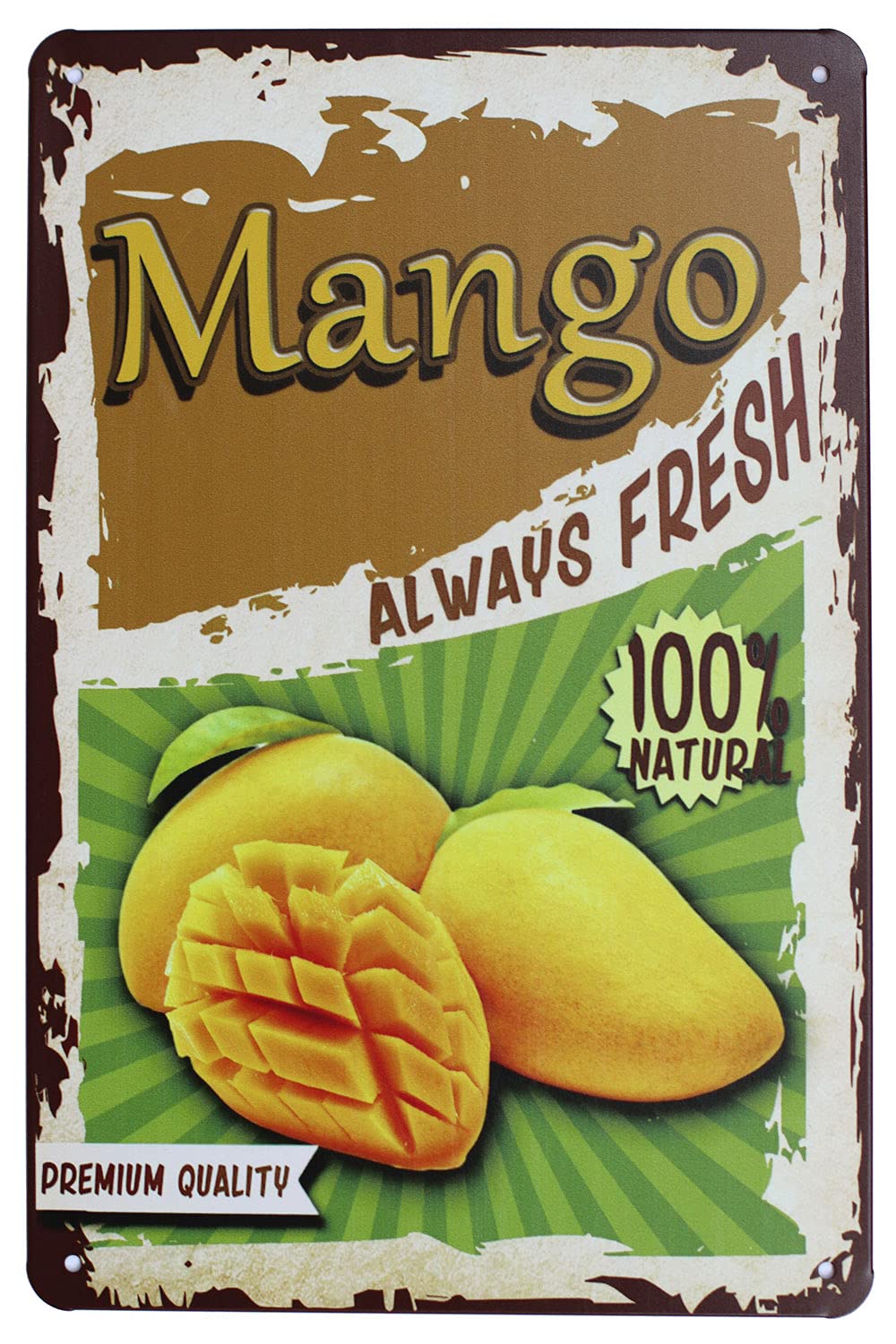 Fresh Fruit Vintage Tin Metal Sign Home Wall Plaque Decor (Mango)