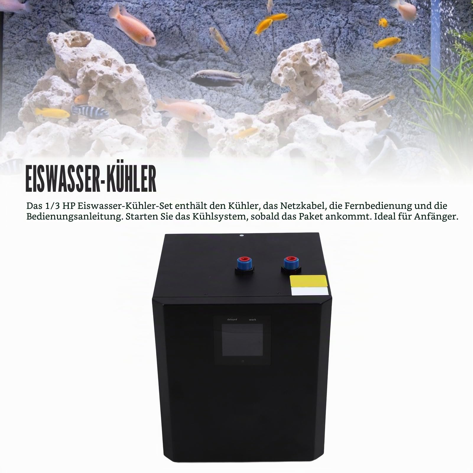 Bewinner Aquarium Wasserkühler – 1/3 Wasserkühler für Kaltes Eintauchen mit LCD-Touchscreen und 3-Modi Fernbedienung, Spezieller Leiser Design-Kühler für Eisbäder