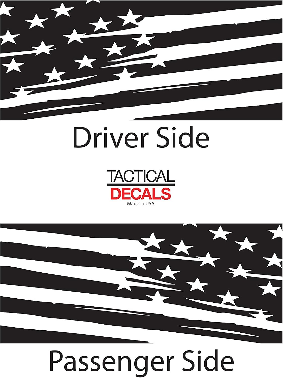 Distressed USA Flag Decals For 2007-2026 Jeep Wrangler 2 Door only - Hardtop Windows - Custom Design XR1-JL2.A