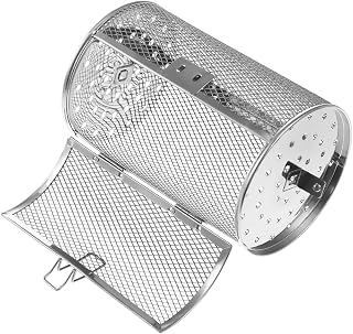 UPKOCH Rotisserie Grill Basket, Stainless Steel Grilling Basket 10 x 5.5 x 5.5 inch, Coffee Grill Basket, Rotisserie Grill Roaster for Coffee Beans Peanut Grill BBQ