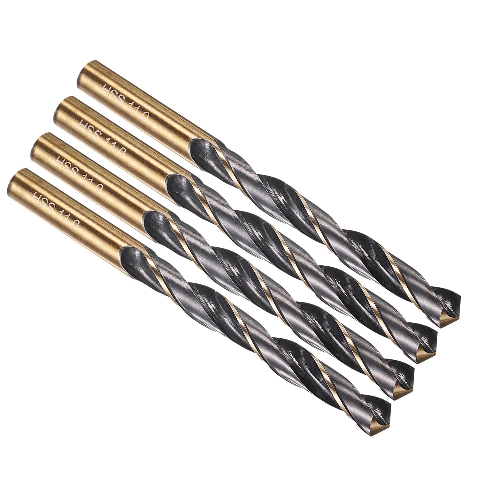 PATIKIL 11mm Drill Bit, Jobber Straight Shank M2 High-Speed Steel 135° for Stainless Steel Hard Metal - 4 Pack — image 1