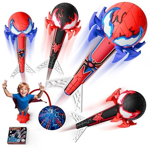 Spider Rocket Launcher for Kids, 4 Spider Rockets with Web