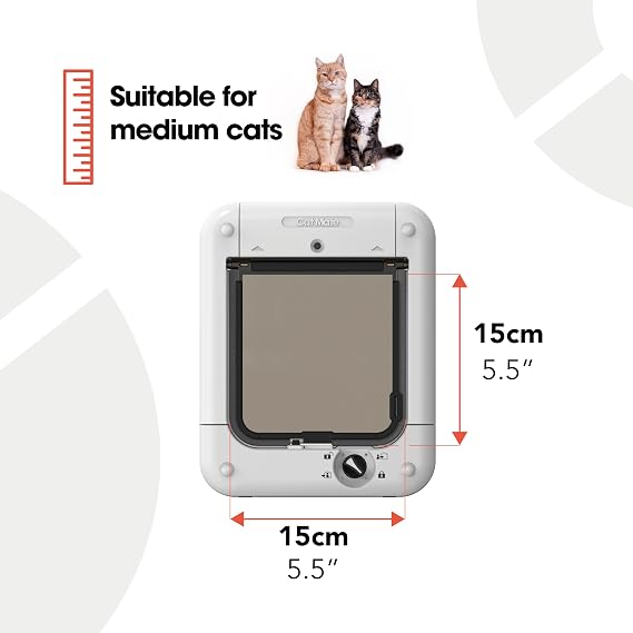 Cat Mate Microchip Activated Cat Flap (360) - ISO and AVID Compatible, Door for Entry Control of up to 30 Cats or Small Dogs, for Single/Multiple Glazing, UPVC, Walls and Wood, White