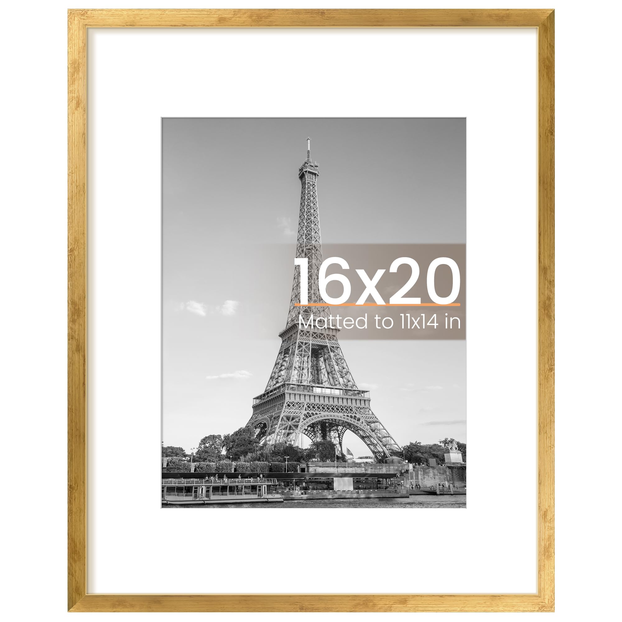 upsimples 16x20 Picture Frame, Display Pictures 11x14 with Mat or 16 x 20 Without, Wall Hanging Poster Frame, Bronze, 1 Pack