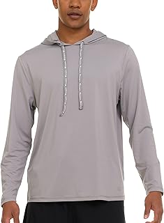 Champion Mens Sun Hoodie Long Sleeve, UPF 50 Sun Shirts for Men, Lightweight UV Protection Rash Guard, Fishing Swim Shirt