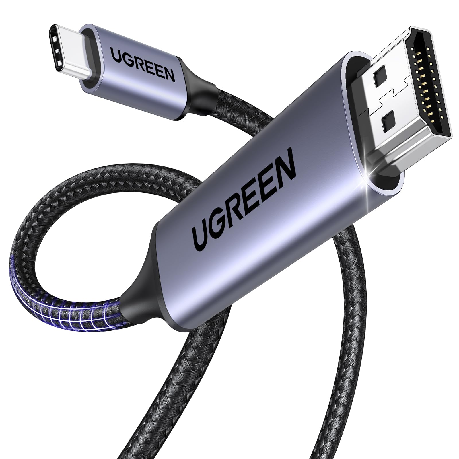 UGREEN 4K@60Hz USB C to HDMI Cable 1M, Type C Thunderbolt 4/3 Video Adapter for Home Office Compatible with iPhone 16/15 Pro Max Plus, MacBook Pro Air iPad Pro, XPS, Galaxy S24, Steam Deck